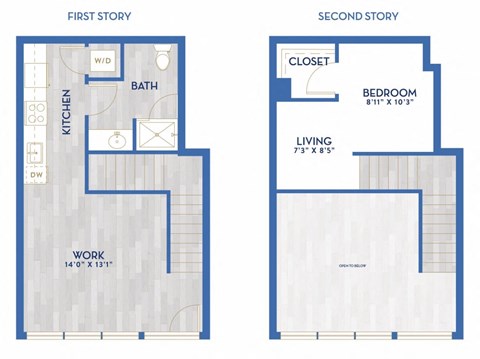 Floor plan for 1 bed, 1 bath, 720 sqft